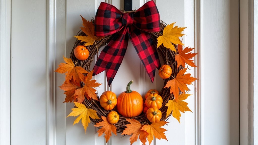 buffalo check pumpkin wreath