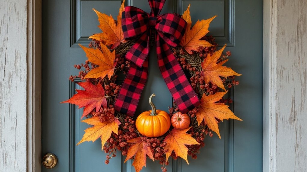 buffalo plaid door decor