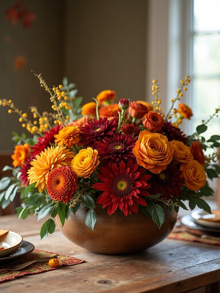 burgundy and yellow blooms