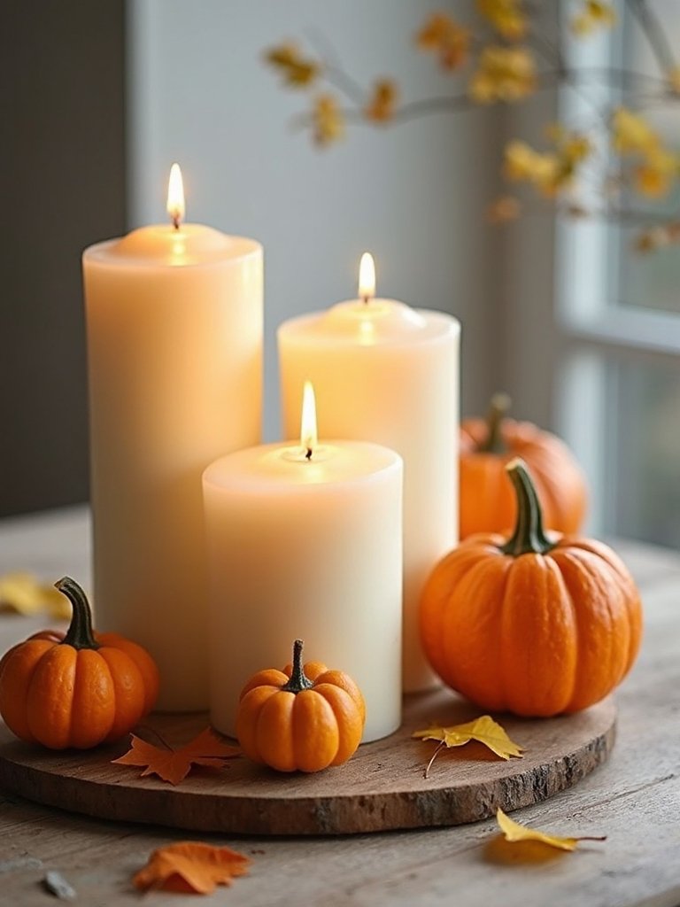 candle and gourd centerpiece
