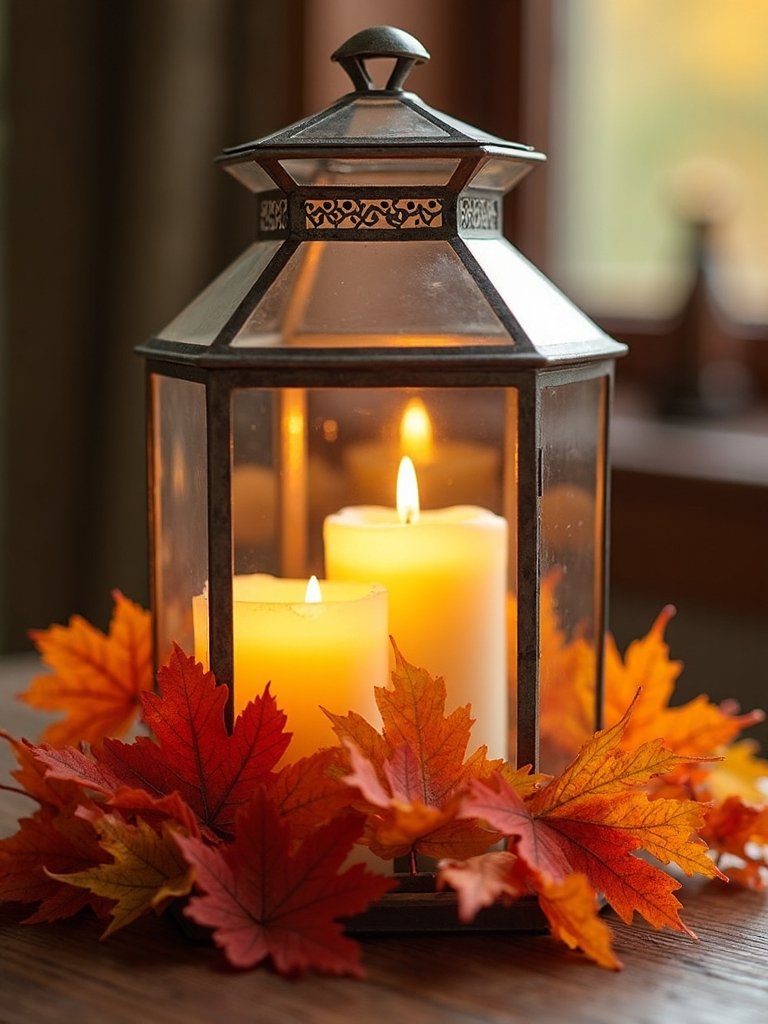 candlelit lanterns with foliage