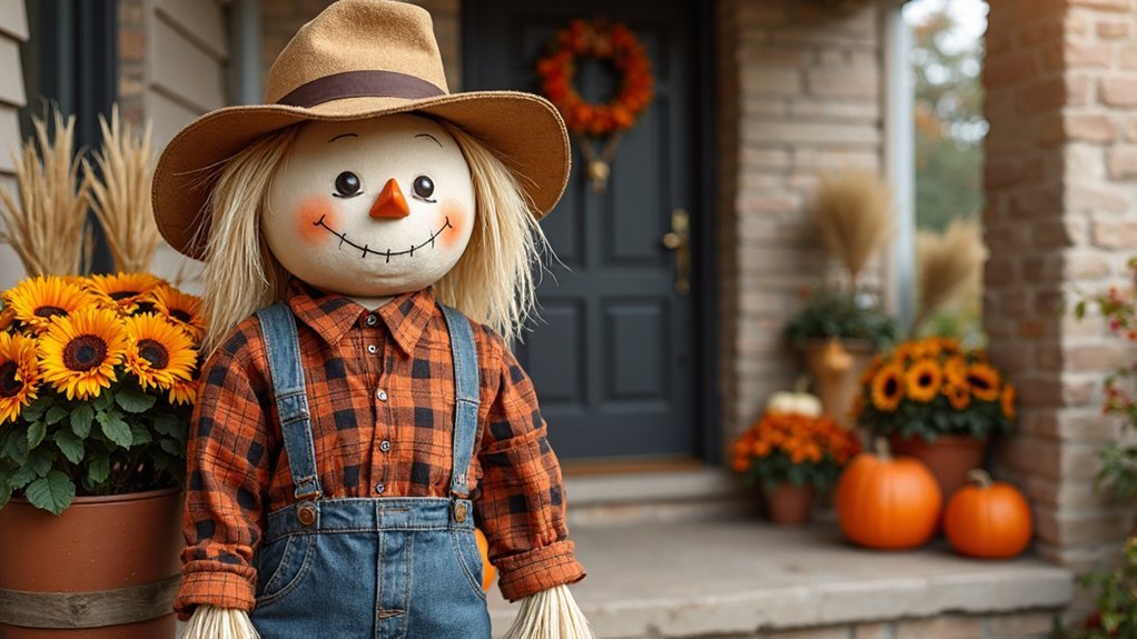 charming autumn scarecrow display