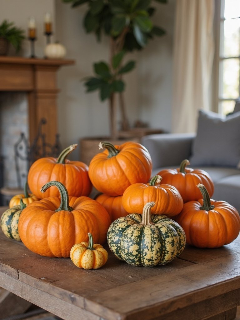 charming pumpkin and gourd displays
