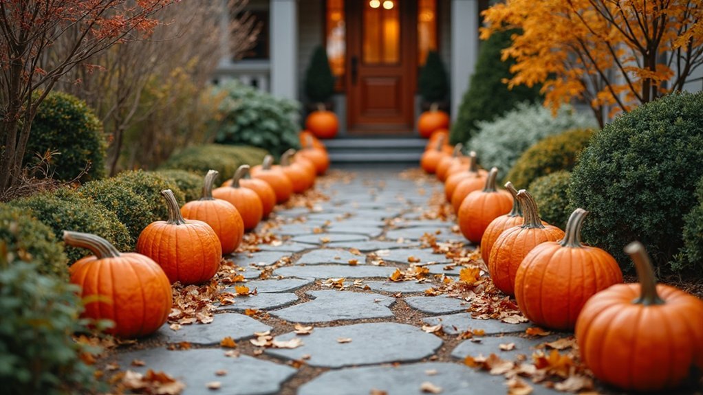 charming pumpkin pathway decor