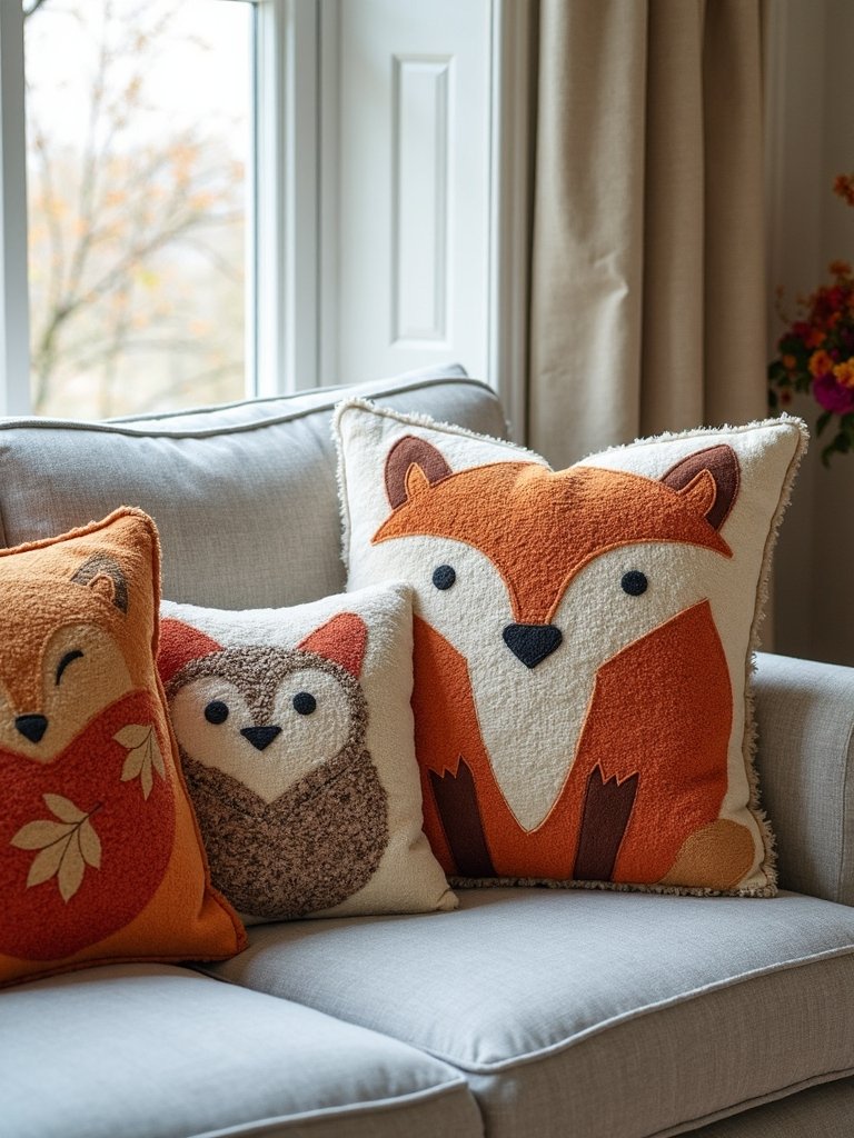 charming woodland creature pillows