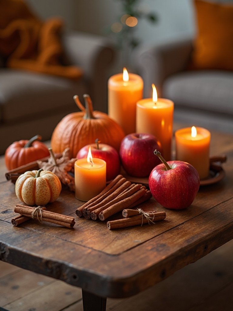 cinnamon sticks and apples