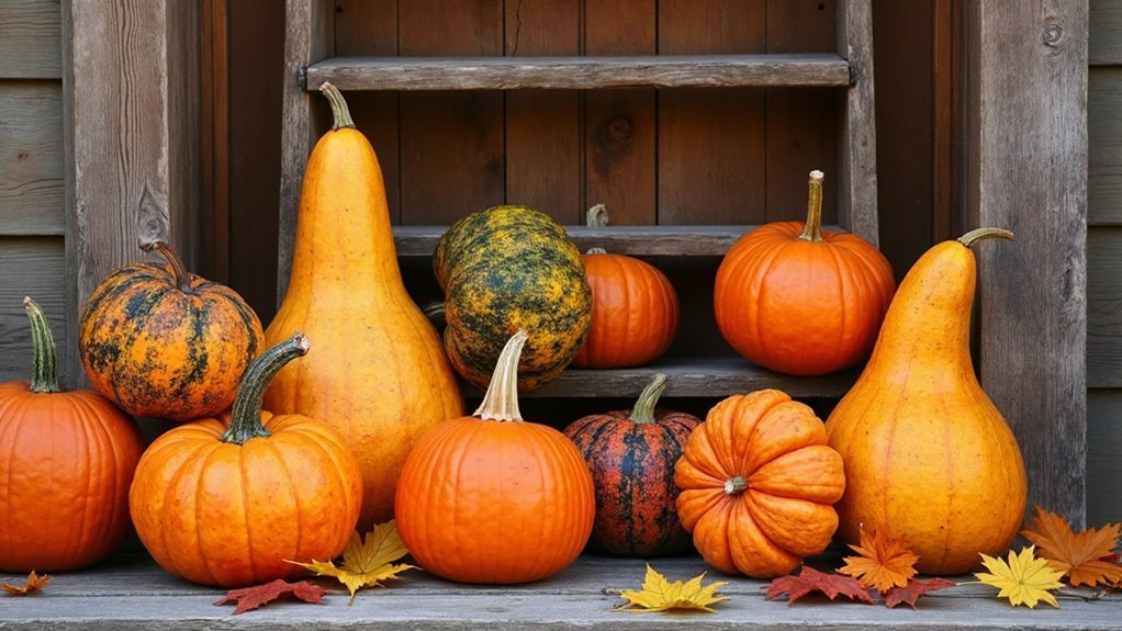 colorful autumn gourd displays