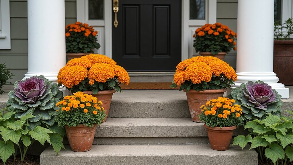 colorful fall stoop display