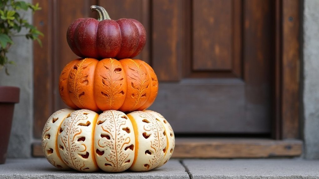 colorful patterned pumpkin stack