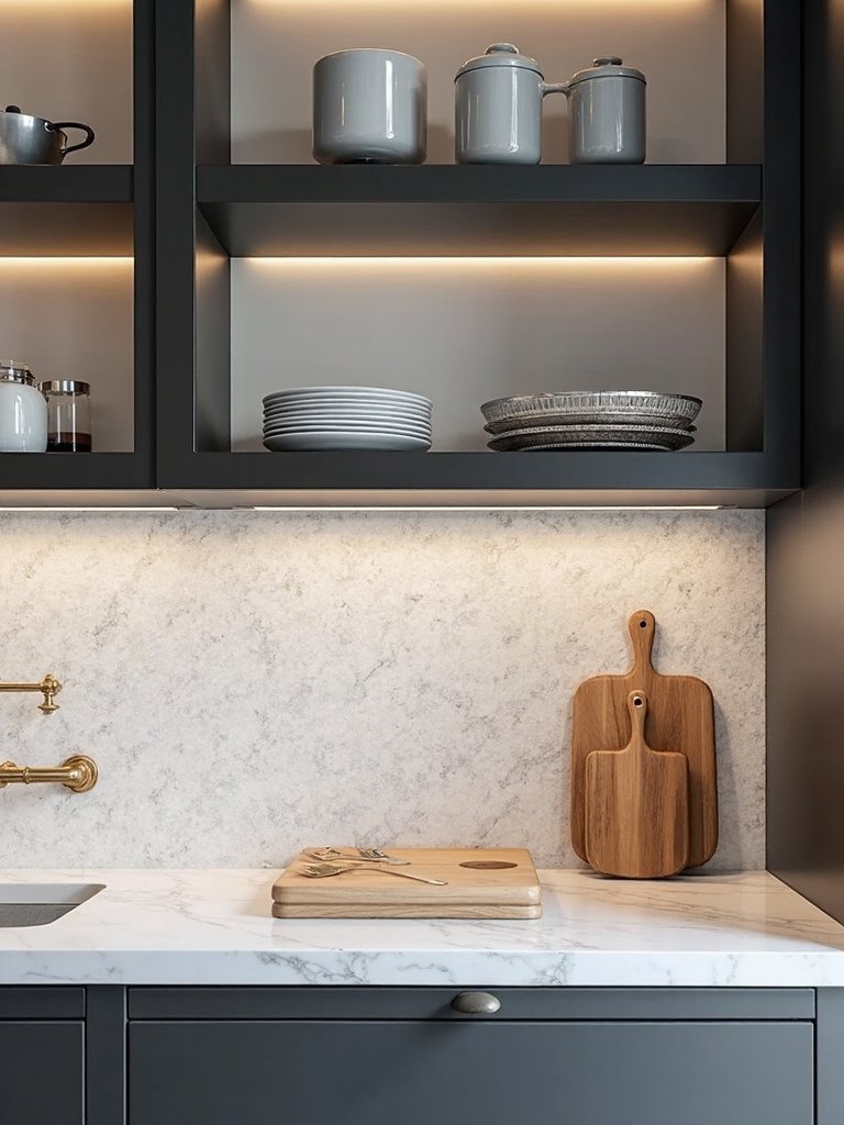 contemporary marble mosaic backsplash
