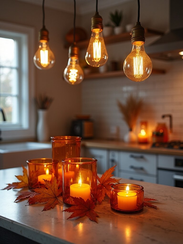 cozy autumn candle lighting