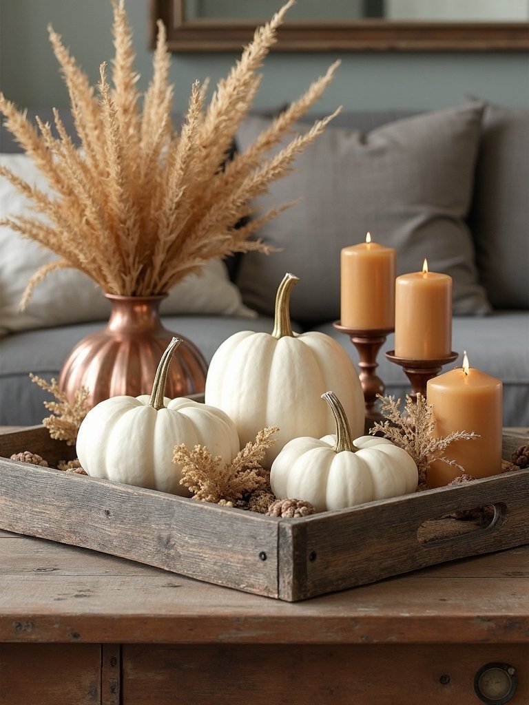 cozy autumn coffee table decor