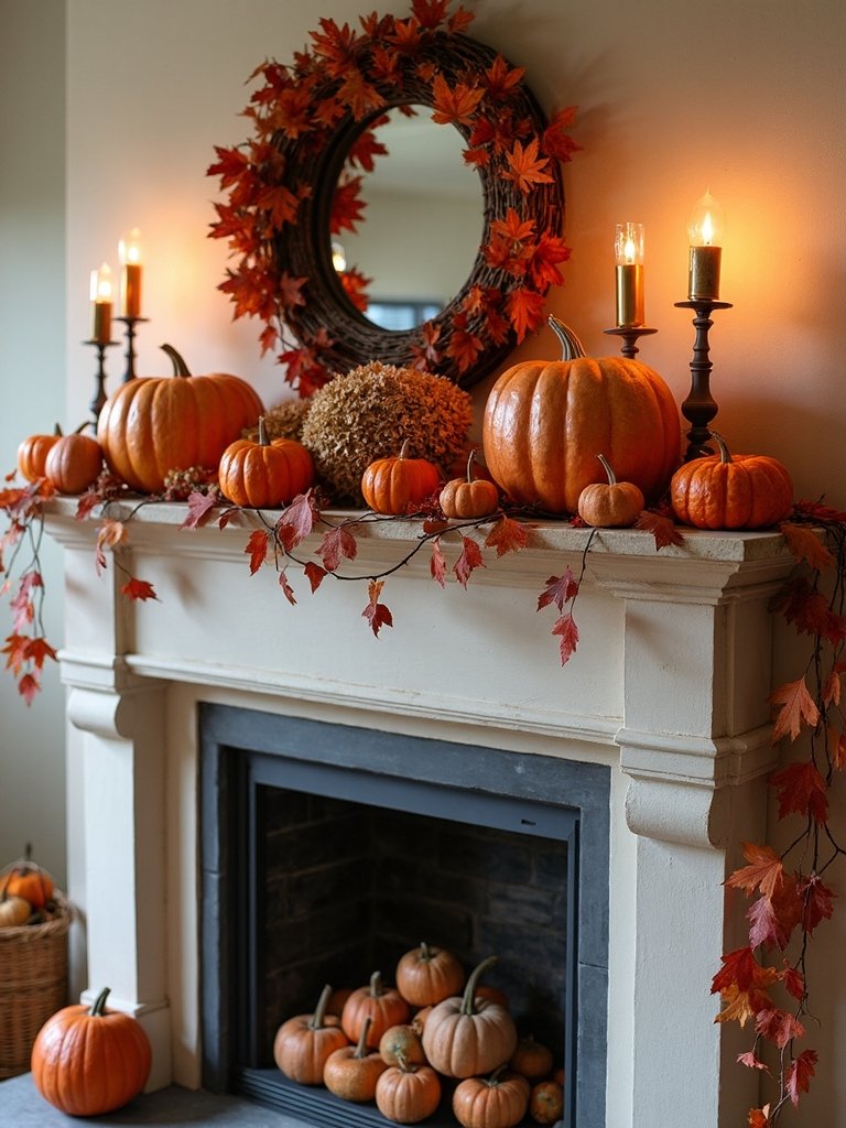 cozy autumn fireplace decorations