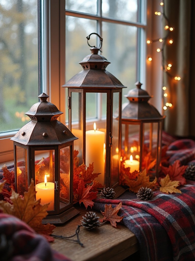 cozy autumn lantern display