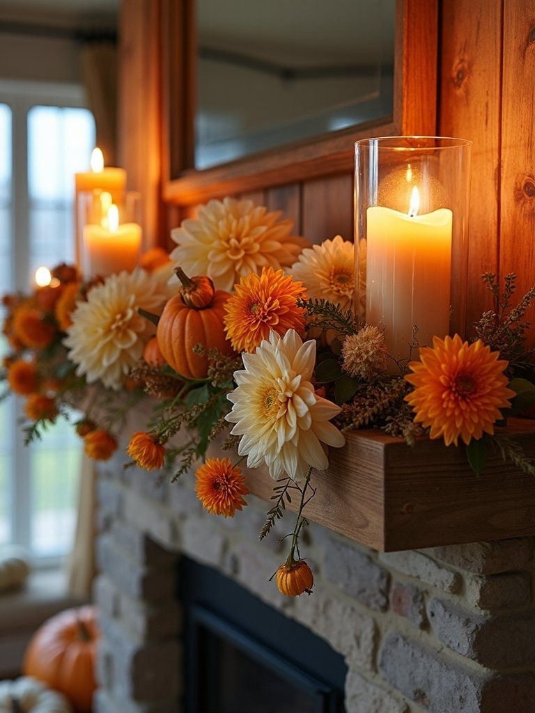cozy autumn mantel decor