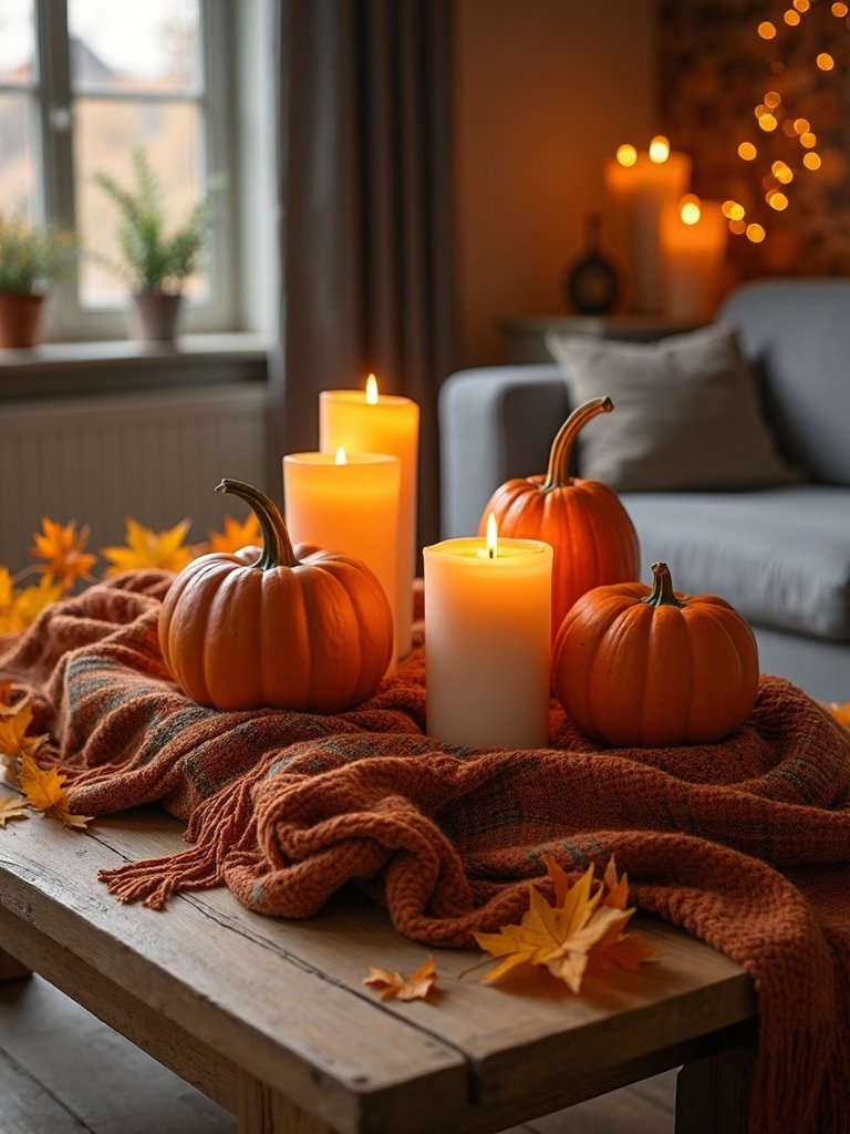 cozy fall coffee table decor