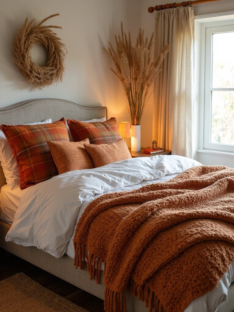cozy fall pillow layering