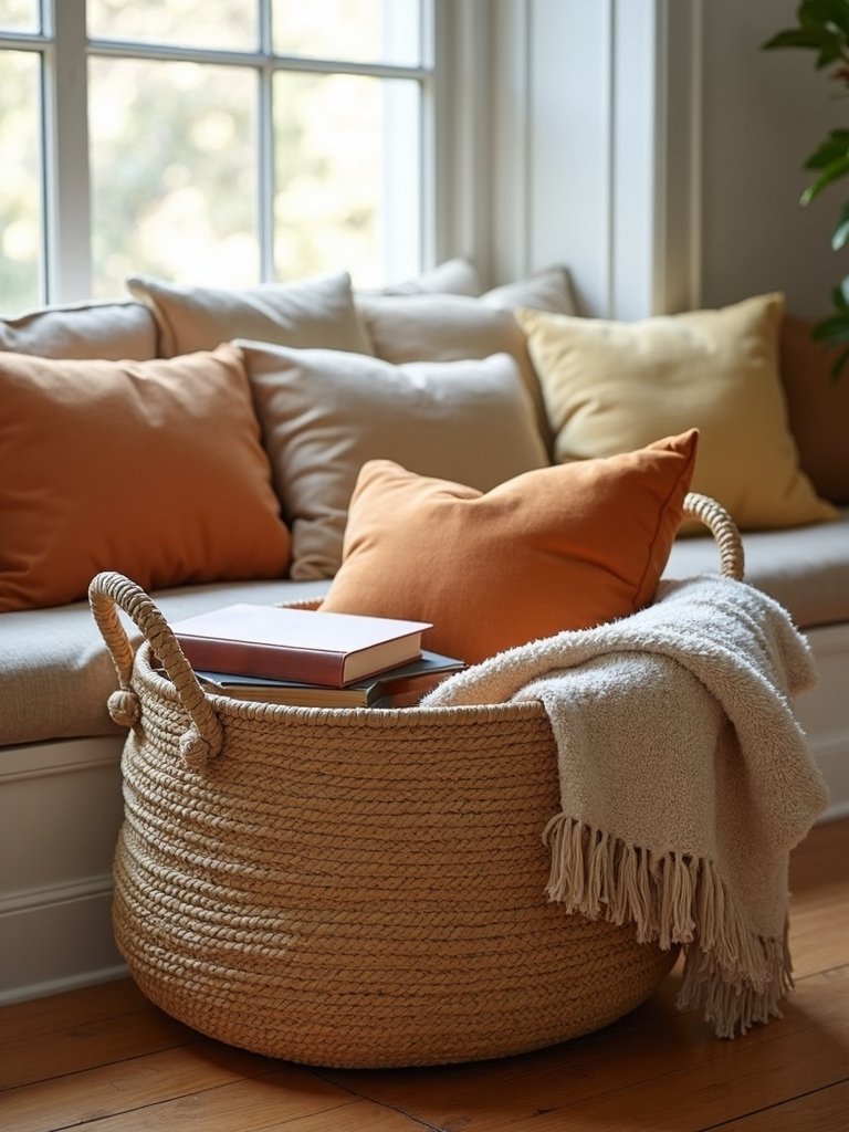 cozy fall reading basket