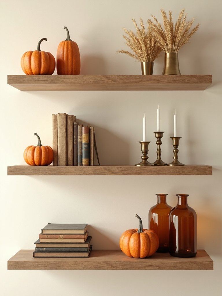 cozy fall shelf decor