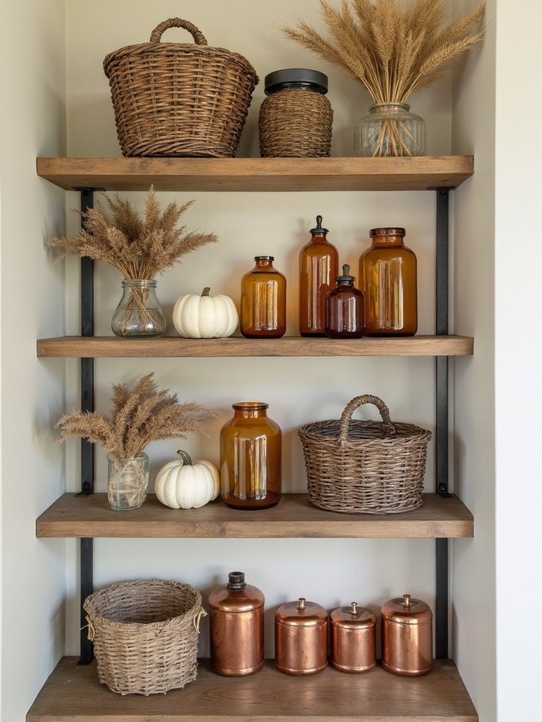 cozy fall shelf styling