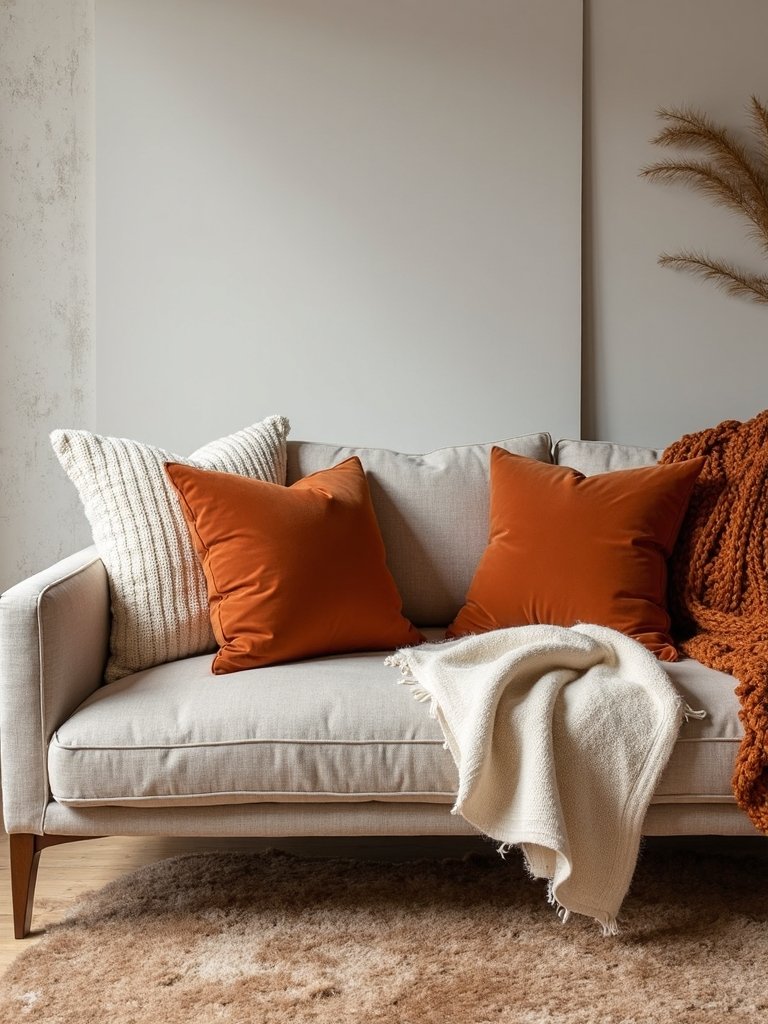 cozy layered textiles arrangement