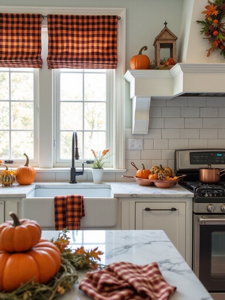 cozy plaid kitchen decor