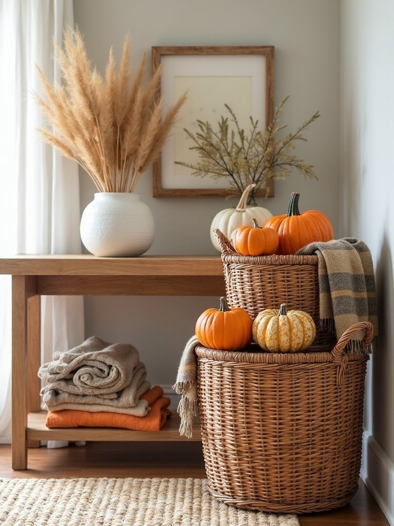 cozy woven basket storage
