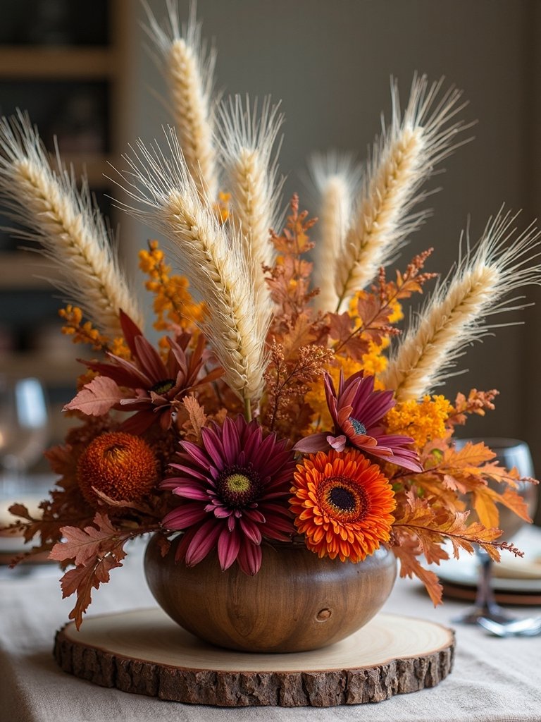dried flowers and wheat