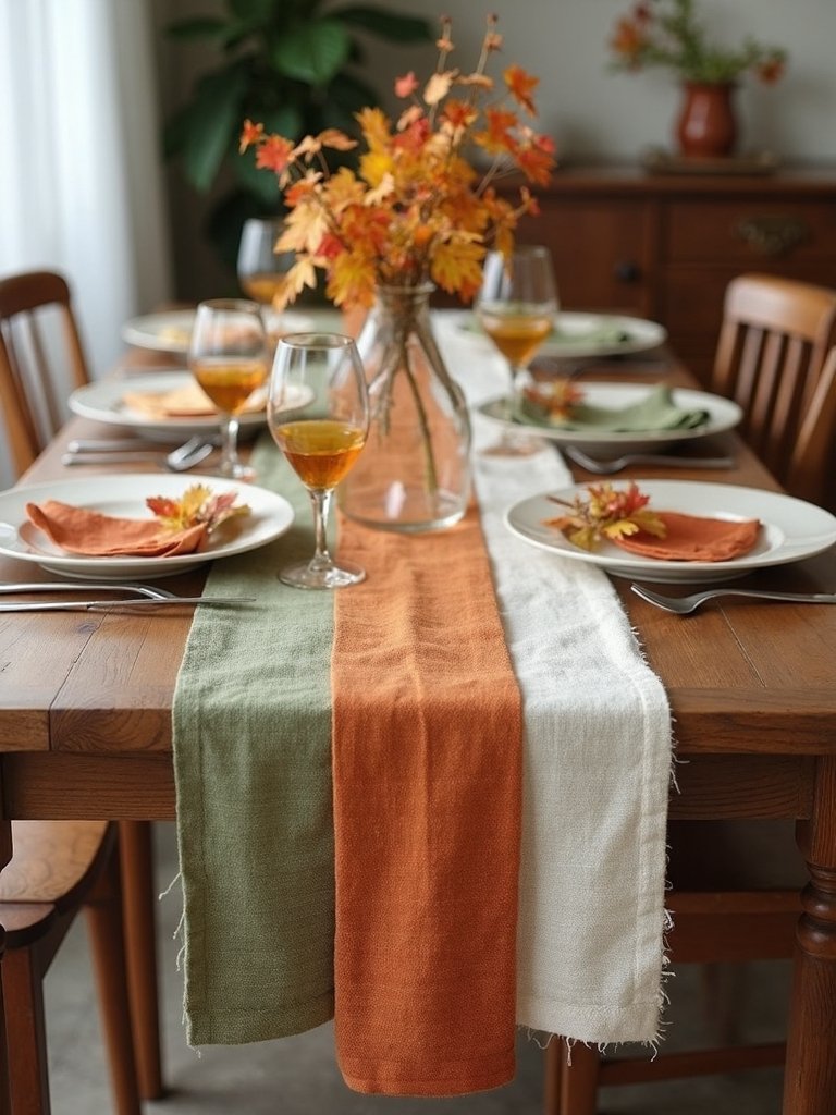 earth toned linen table runners
