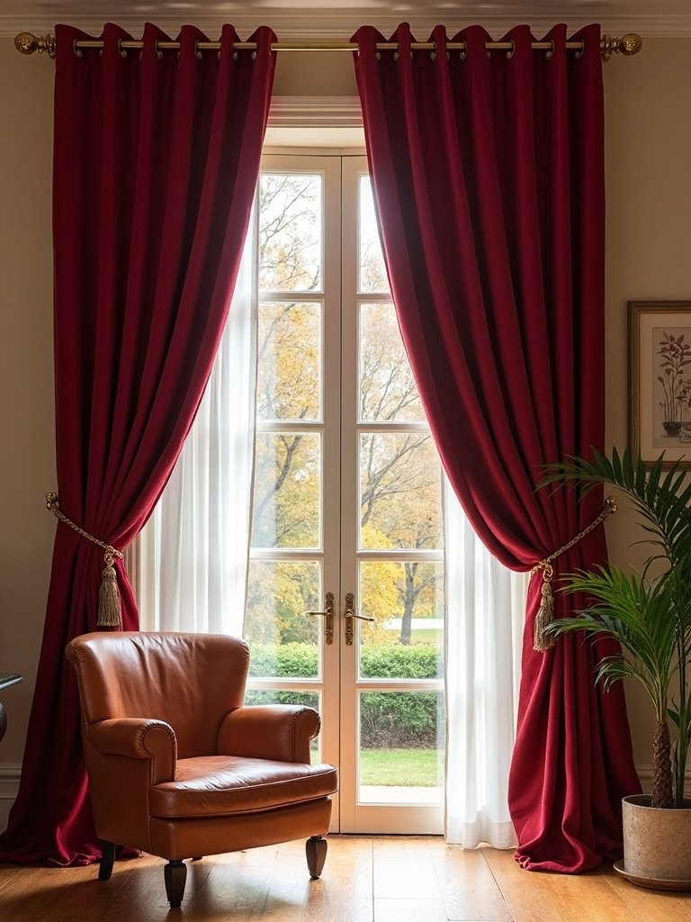 elegant drapes with brass