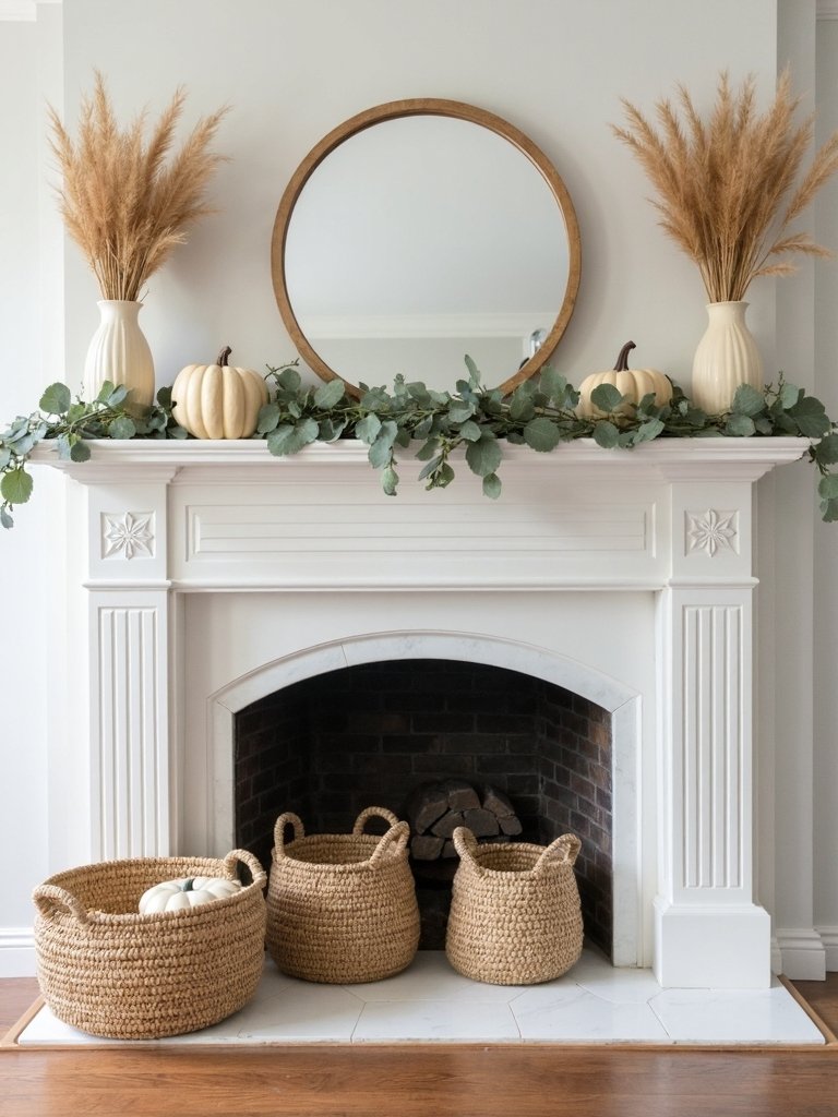 elegant neutral pumpkin display
