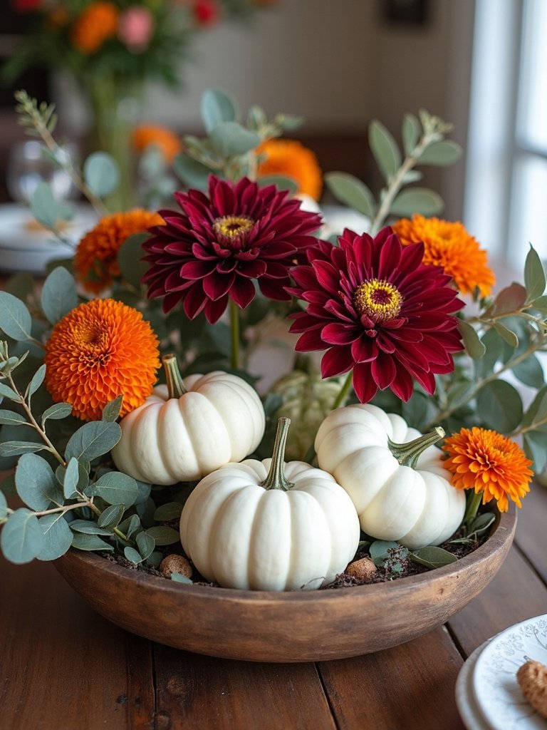 elegant white pumpkin centerpiece