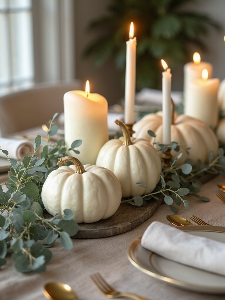 elegant white pumpkin decor