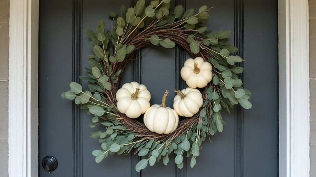 elegant white pumpkin wreath