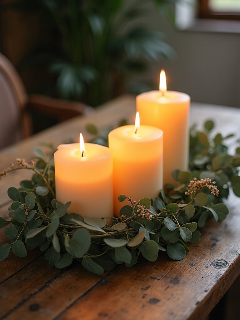 eucalyptus sage candle centerpiece