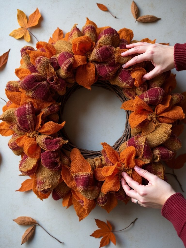 fabric scrap autumn wreaths