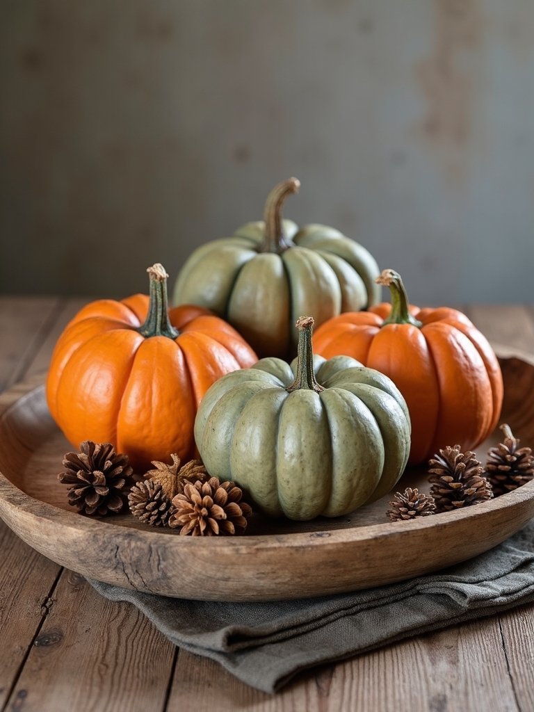fall centerpiece with pumpkins