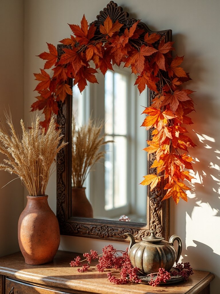 fall garland mirror decor
