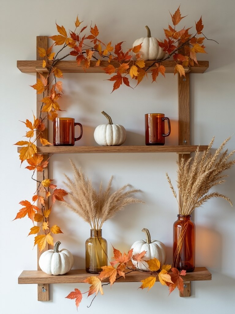 fall garlands for open shelves