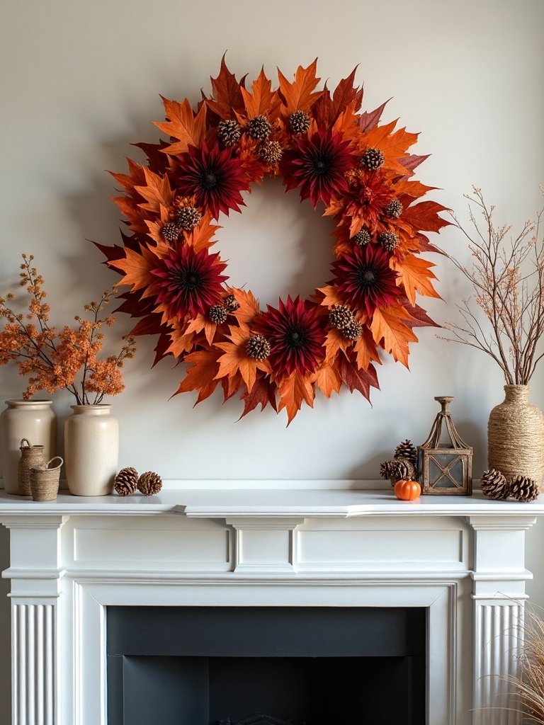 fall mantel statement wreath