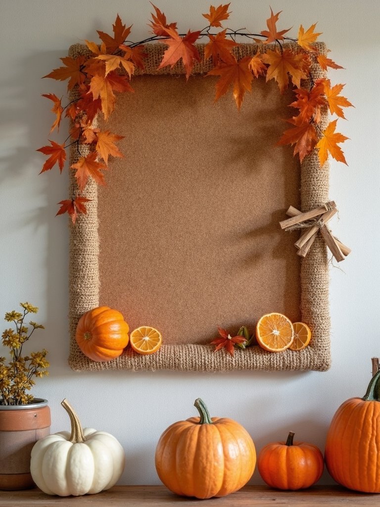 fall themed cork board decor