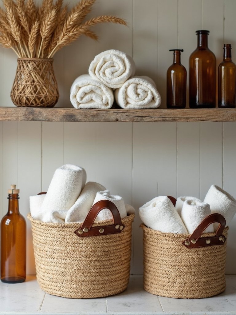 farmhouse storage for bathrooms