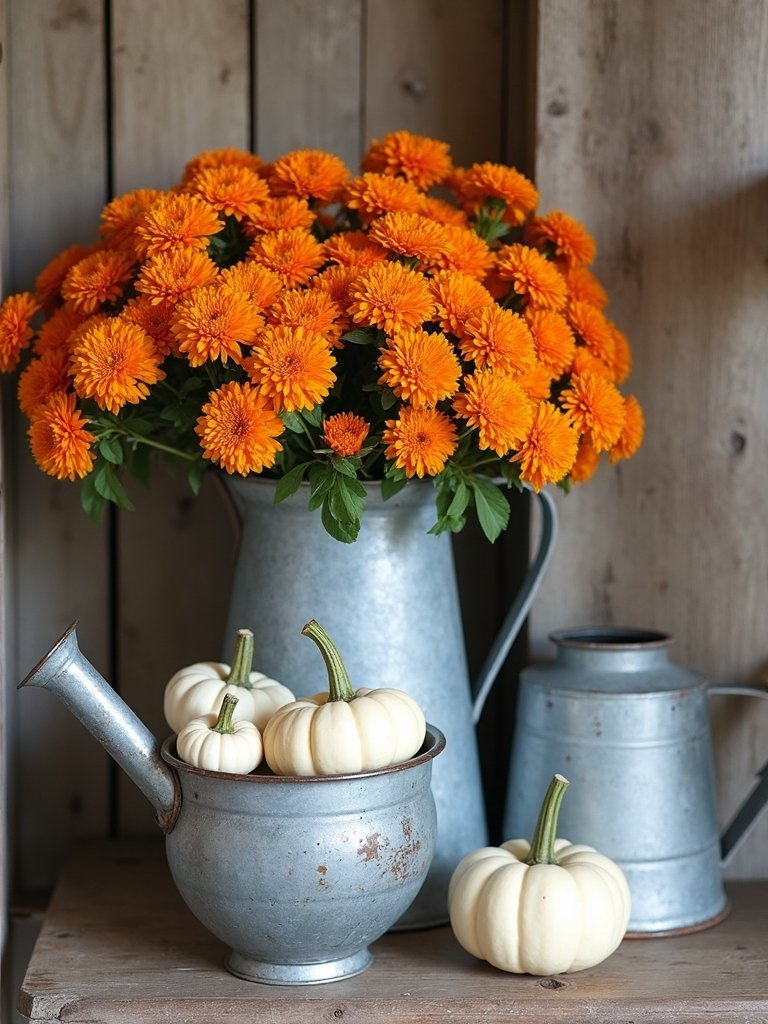 farmhouse vignettes with galvanized metal