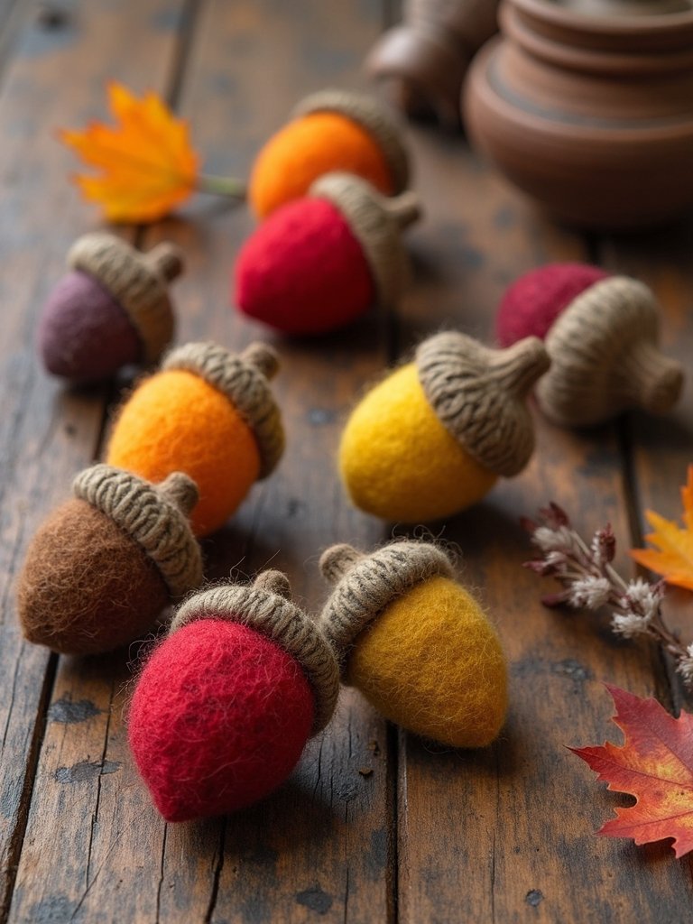 felted wool acorn ornaments