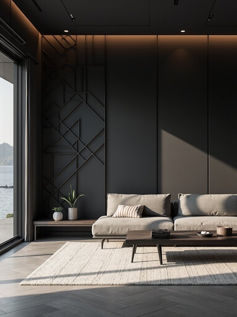 geometric black room dividers