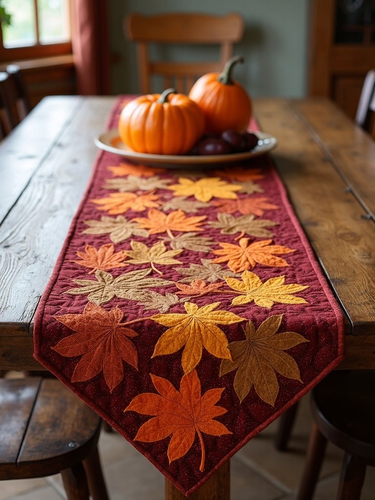 hand quilted autumn table runners