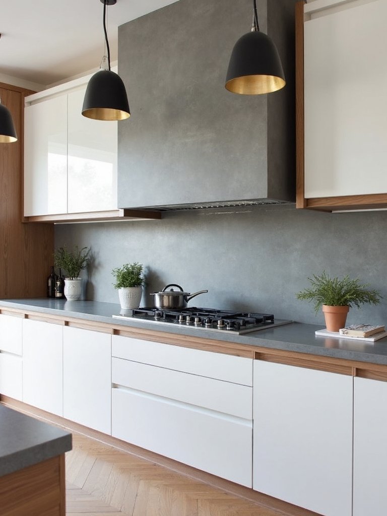 industrial rustic concrete wood backsplash fusion
