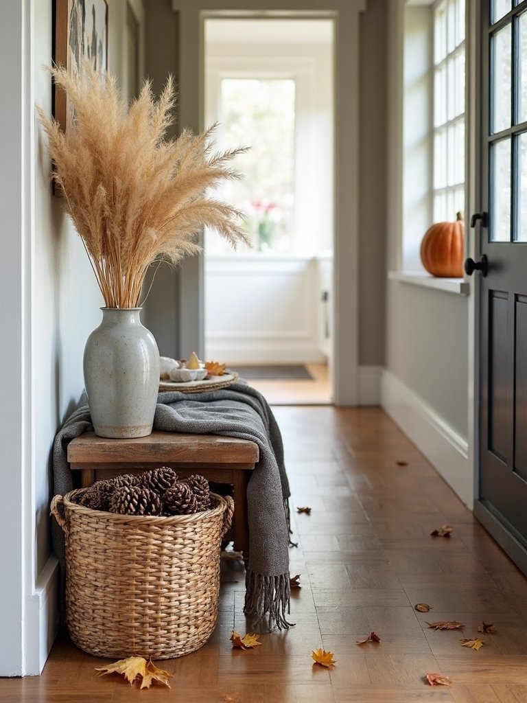 inviting autumn entryway with natural accents