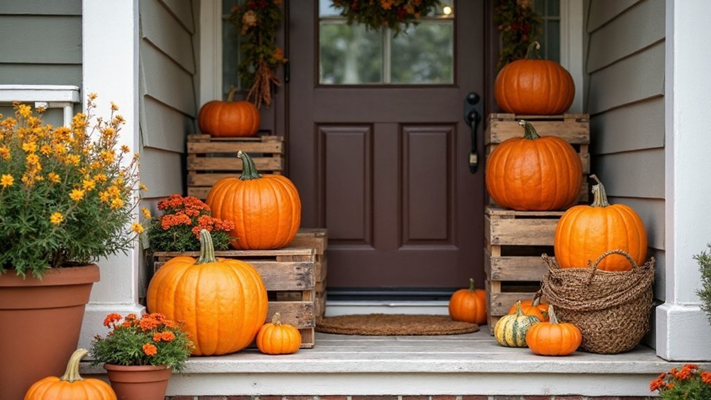 layered pumpkins and gourds