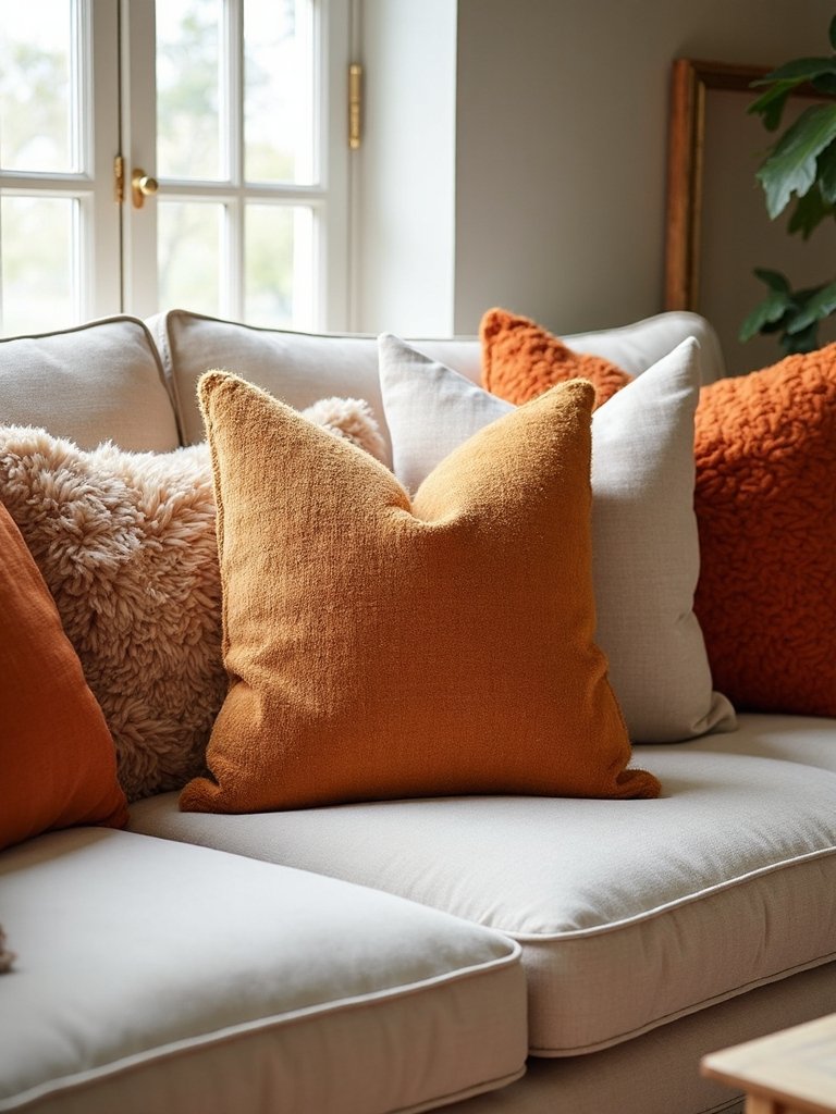 layered textured fall pillows